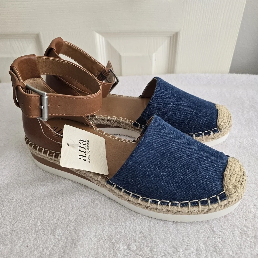 Ana Carrie Denim Espadrille Sandals Size 6M